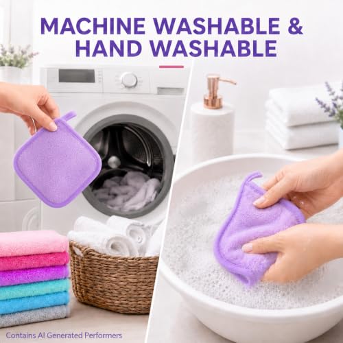Sukh Reusable Makeup Remover Pads - 7-Pack Microfiber Face Wash Cloths