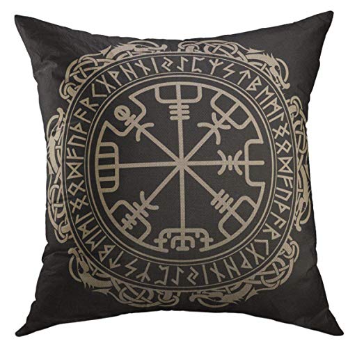 Mugod 18x18 Inch Decorative Pillow Cover with Norse Viking Celtic Runic Design