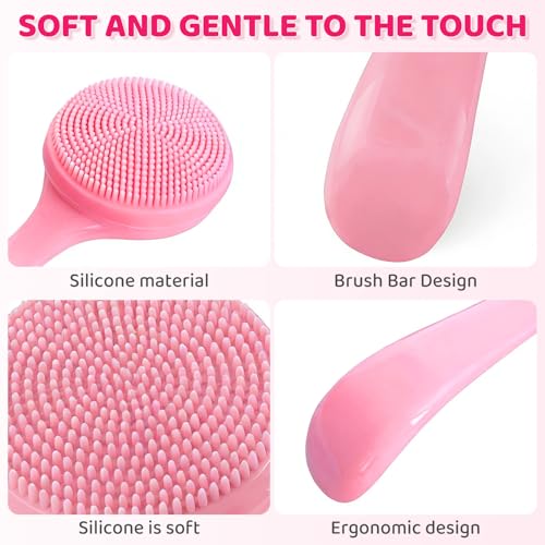 OLLBIT Silicone Manual Facial Cleansing Brush 2PCS Soft Exfoliating Face Scrub