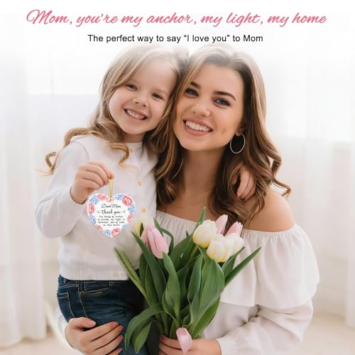 Thank You Heart-Shaped Ceramic Ornament for Mom - Heartfelt Mother's Day Gift - Variation 1-1