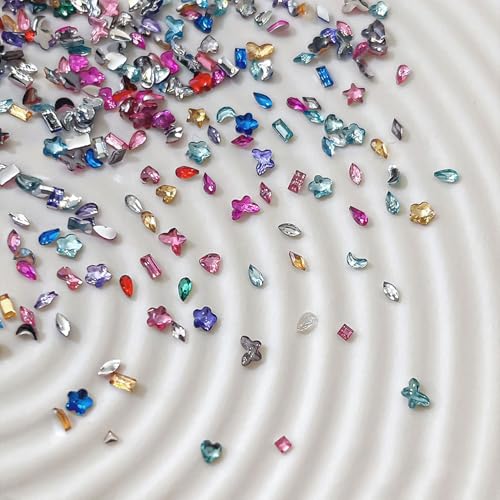 1440Pcs 3D Flat Back Nail Charms Resin Rhinestones Butterfly Star Flower