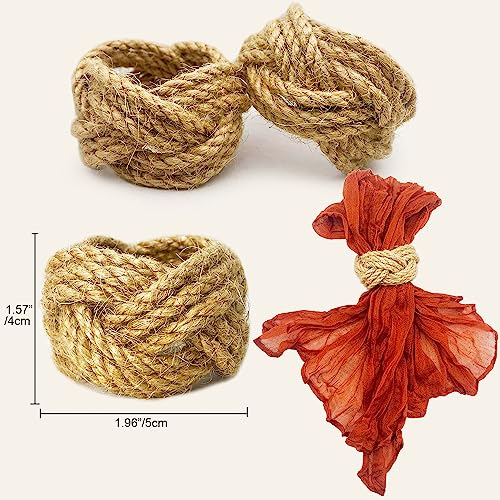 Farmhouse Burlap Napkin Rings Set of 50 - Tropical Style, Rustic Table Decor