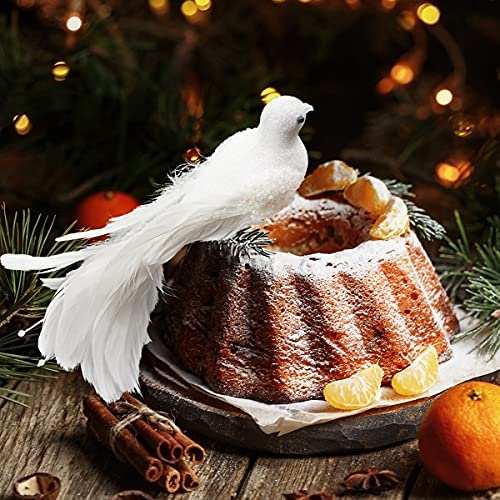 Christmas Bird Decorations Set – White Birds for Holiday Tree, Wreath & Wreaths, 2 pcs