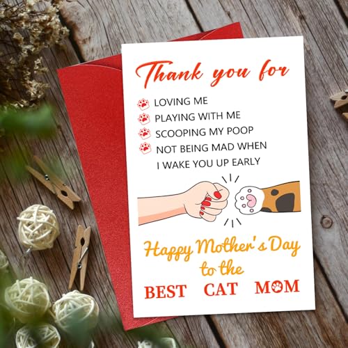 Funny Cat Mom Mother's Day Card with Envelope - Perfect Gift