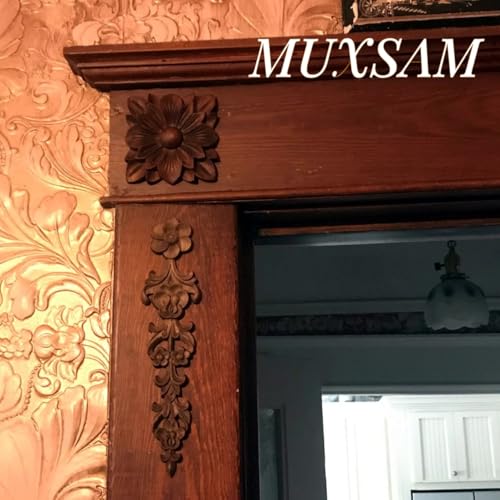 MUXSAM 2Pcs Wood Carved Appliques Onlays Long Flower Decals for Furniture DIY