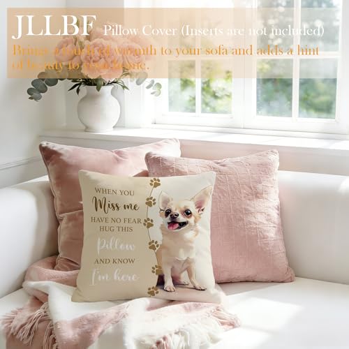 JLLBF Chihuahua Memorial Pillow Cover 18x18 Double-Sided Dog Remembrance Gift