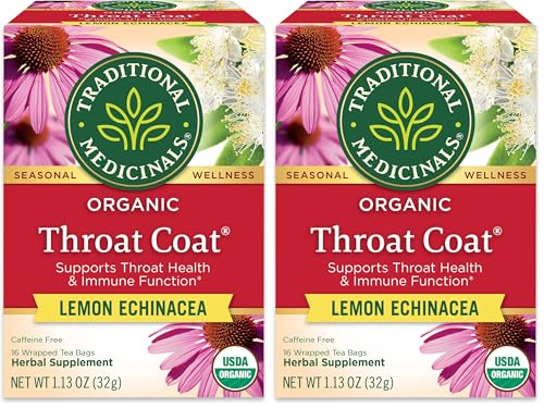 Traditional Medicinals Organic Lemon Echinacea Throat Coat Tea, 32 Count