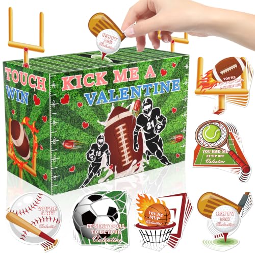 Valentine's Day Sports Card Mailbox Kit - 30PCS Kids Cards