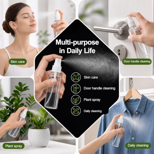 DreiWasser 5-Pack 3.4oz Clear Plastic Spray Bottles for Travel and Essential Oils
