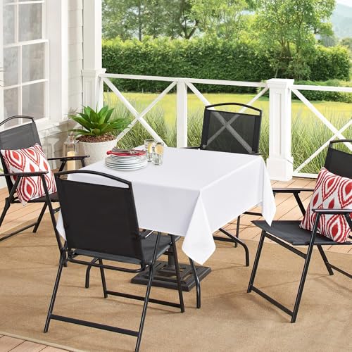 Sancua 54x54 Inch Square Polyester Tablecloth - Durable White Fabric