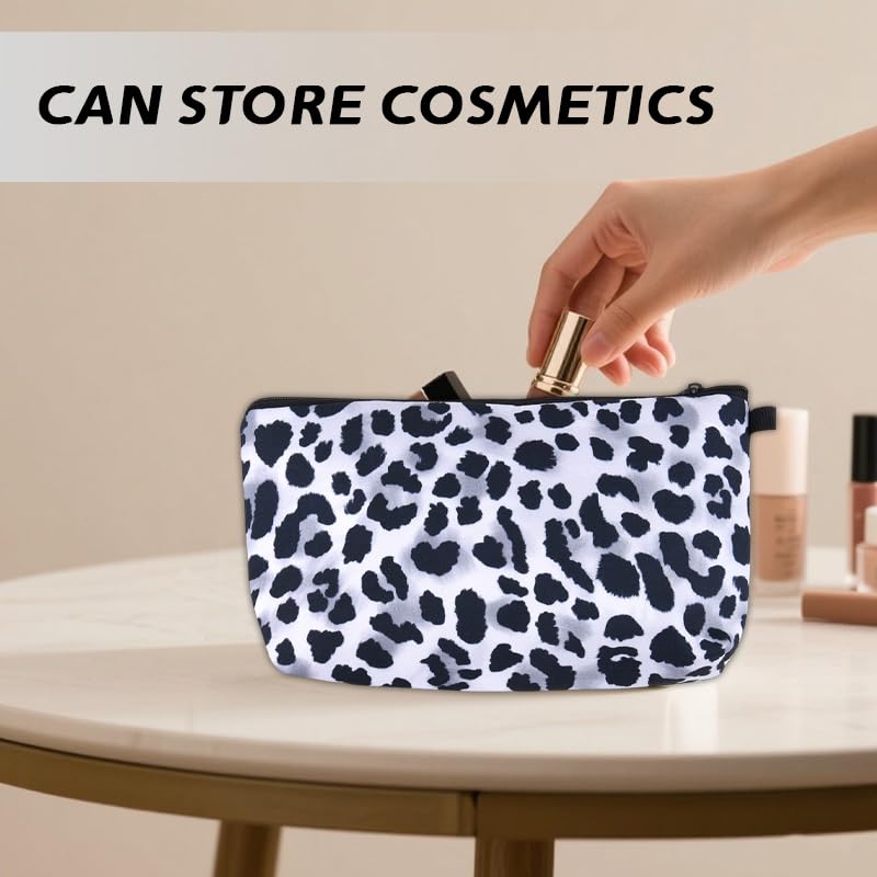 Sudaporn White Cheetah Print Canvas Travel Toiletry Makeup Bag