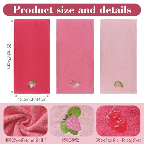 Embroidered Cotton Hand Towels Set - 3 Pack, 13x29 Inches