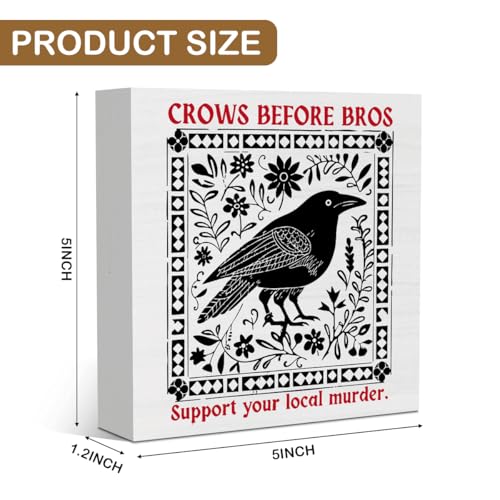 Funny Crow Decor - 5x5 Inch Motivation Gift for Home & Office