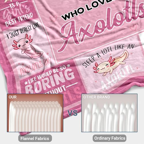 Cute Axolotl Blanket 40x50 Inch for Girls, Women - Soft Flannel Throw