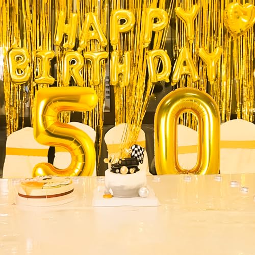 42 Inch Gold Number 50 Foil Balloon - Large 50th Birthday Party Decoration