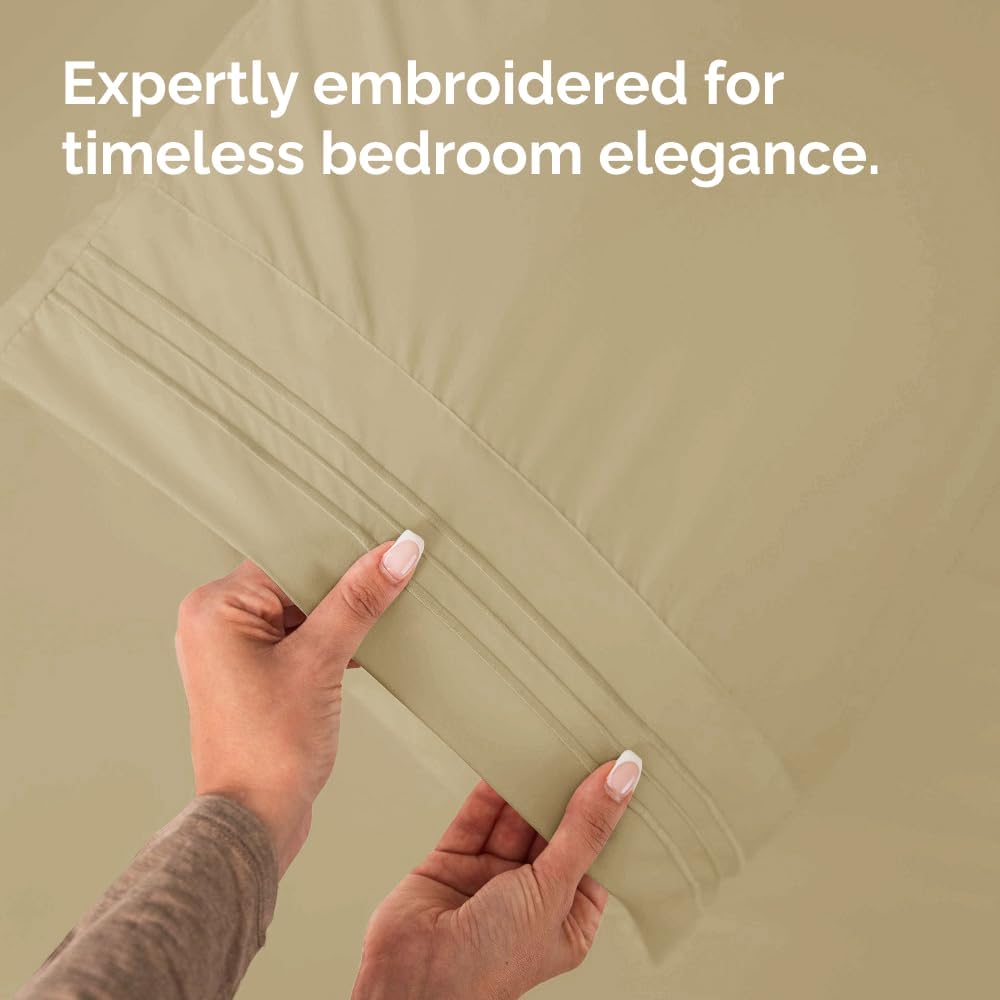 Standard Pillow Cases Set of 2 | Ultra-Soft Hotel Quality Covers - Comfy, Wrinkle-Free, Stain Resistant - Beige