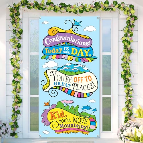 Oh The Places You'll Go Graduation Door Cover - Travel Party Decor, 3x6ft