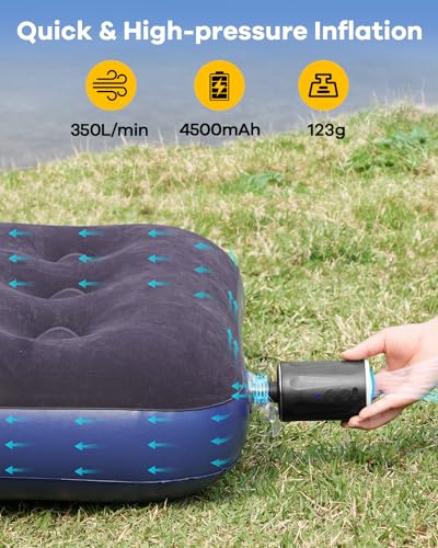 ZHENGXOO Portable Electric Air Pump with Camping Light & 4 Nozzles