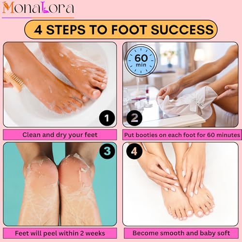 MonaLora Foot Peel Mask 2 Pack - Exfoliating Callus Remover for Dry Feet