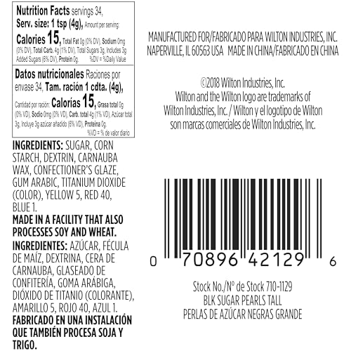 Wilton Edible Sugar Pearls, Black Cake Sprinkles - 4.8 oz Bottle