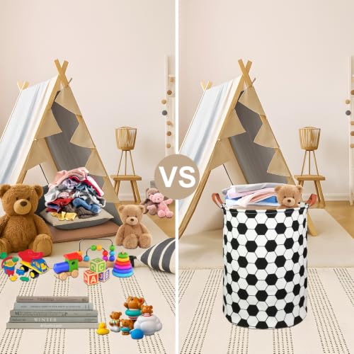 HUNRUNG Round Collapsible Fabric Storage Basket with Reinforced Handles
