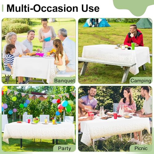 Misaya 3-Pack Disposable Tablecloths, 54x108 Inch Waterproof Gold Dot Cover