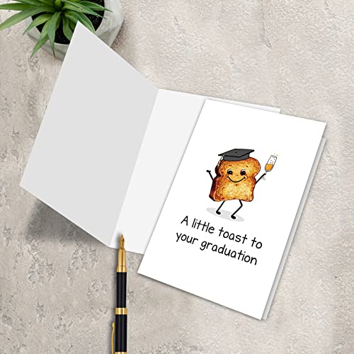 Leinessy Cute Toast Graduation Card with Envelope - 8x5.3 Inch Pun Card
