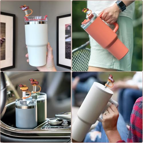 Dachshund Dog Straw Toppers - 6PCS Silicone Covers for Stanley Cups