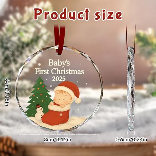 Personalized Glass Christmas Ornament - Custom Photo & Text Gift