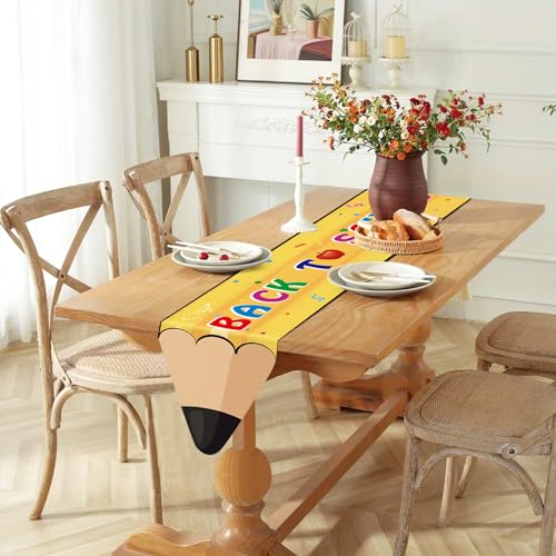 Back to School Pencil Table Runner - 13''x72'' Linen Decor
