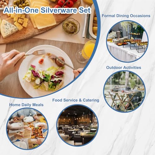 BEWOS 20-Piece Stainless Steel Silverware Set - Silver Flatware for 4
