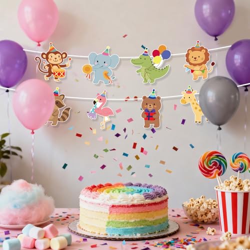 Animal Parade Birthday Banner - Pre-Threaded Hanging Decor