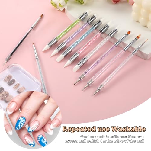 10-Piece Dual-Tipped Nail Art Brush & Silicone Carving Tool Set