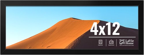 LaVie Home 4x12 Black Picture Frame - HD Plexiglass for Vertical/Horizontal Display | Classic Collection