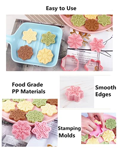 Snowflake Cookie Stamps Set - 9 Patterns Food Grade Plastic Christmas Baking Tools