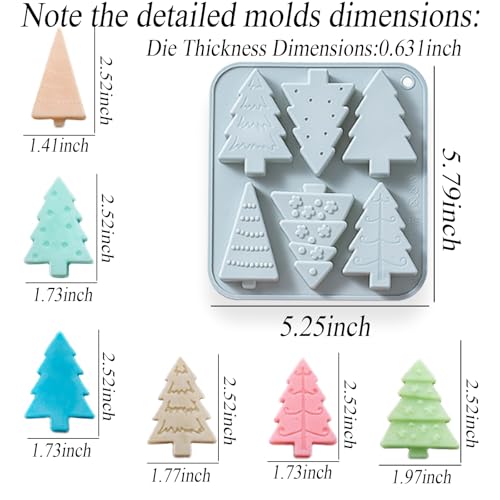 Christmas Tree Silicone Molds 6 Cavity Set - Holiday Baking & Candy Making