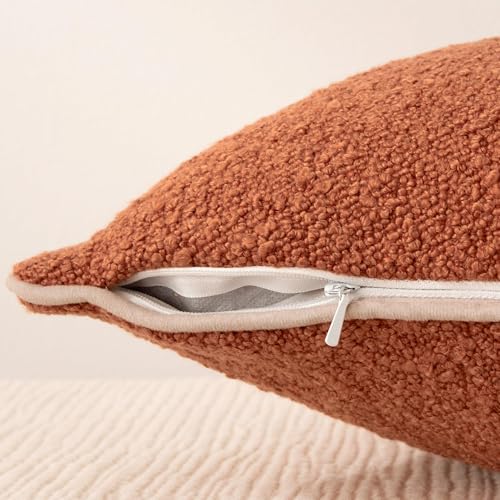 Amazon Basics Boucle Throw Pillow Covers, Brown, 16x16in, Pack of 2