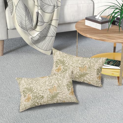 Aportt 12x20 Inch Botanical Leaf Lumbar Pillow Covers - Set of 2