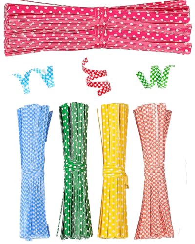 300 PCS 4-Inch Polka Dotted Twist Ties for Food & Crafts