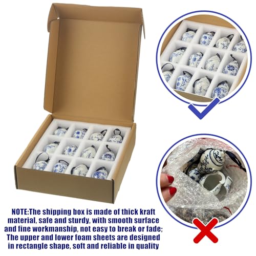 12 Pieces Christmas Blue and White Chinoiserie Ginger Jar Ornaments - Retro Style