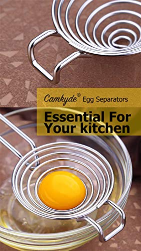 Black CAMKYDE Stainless Steel Egg Separator Set of 2 – Food Grade Egg Yolk & White Strainer