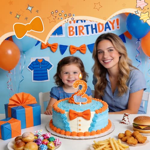 Beutka Number 2 Birthday Candle Blue Cake Topper for Party Decorations