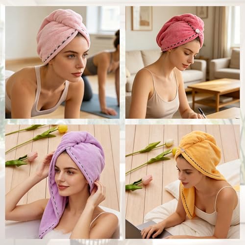 MakemadeDIY Hot Pink Microfiber Hair Towel Wrap 2 Pack - Quick Dry, Anti-Frizz Turban for Women