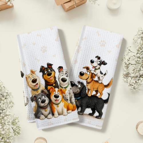 Multi 0375 Funny Dog Kitchen Towels - Dog Gifts for Women - Dog Decor