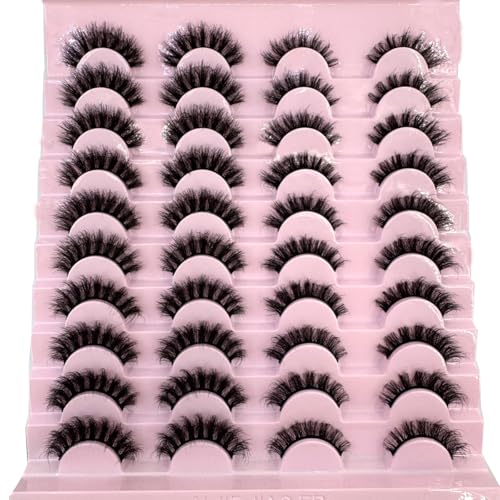 CuvDhe 20 Pairs Faux Mink Lashes Bulk Pack Dramatic Volume False Eyelashes