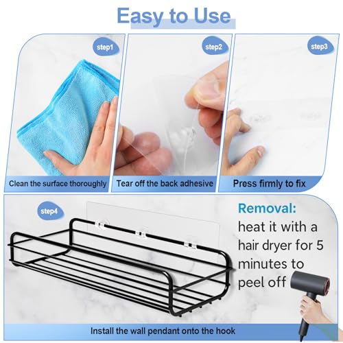 Strong Waterproof Shower Caddy Adhesive Hooks, No Drilling