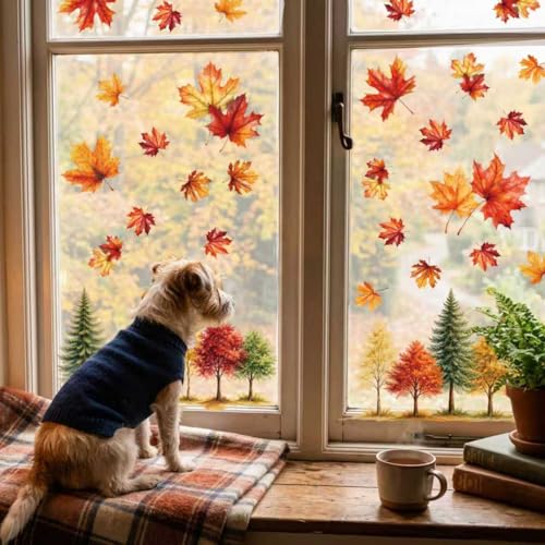 Fall Trees Window Clings - Autumn Leaf Decorations for Home