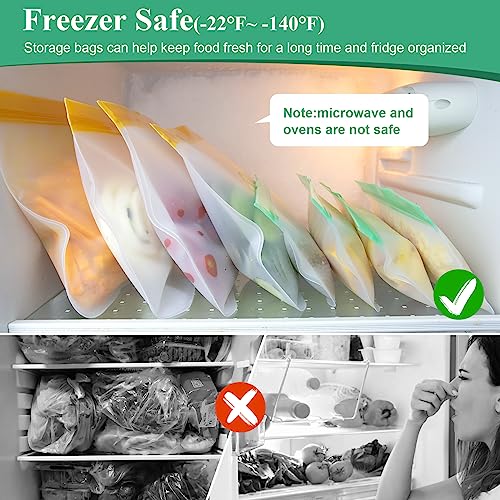 TROUSKAIG Reusable Silicone Food Storage Bags - 4 Sandwich & 4 Snack Set