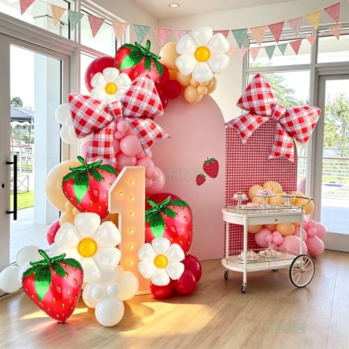 10-Piece Strawberry and Daisy Balloon Set for Birthday Party Decorations