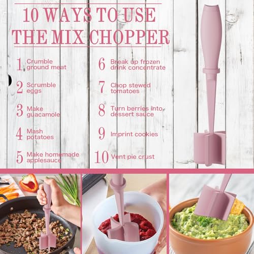 Efficient Meat Chopper Tool with 5 Curved Blades - Pink